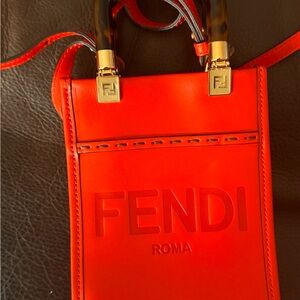 Fendi Vibrant Orange Mini Bag with Gold Accents